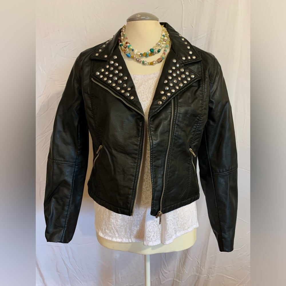 Pleather and studs biker jacket